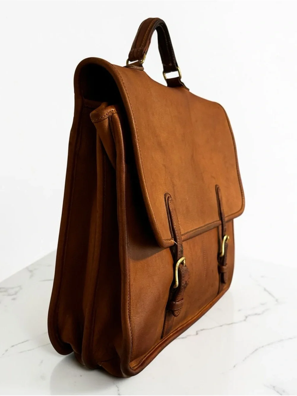 1980s COACH Cognac Leather Briefcase USA Vintage Bag Attache No. 028-8921